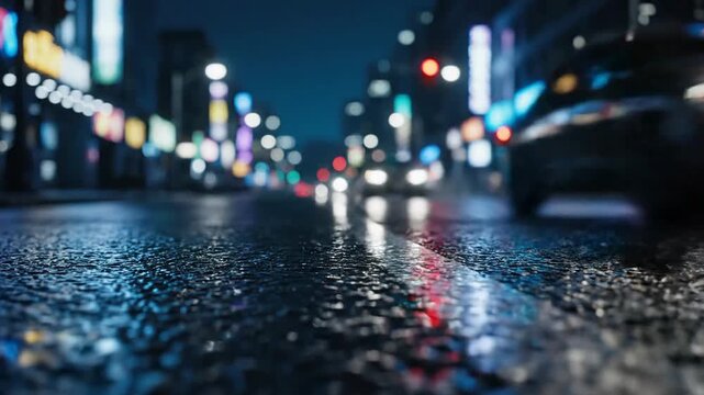 Dynamic neon city street at night with wet reflections and a glowing 'Thanks for Watching' message, perfect for closing credits or end screens.