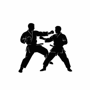 silhouette vector of karateke doing kumite