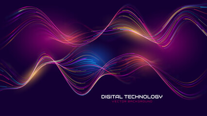 Cyber Big Data Flow Particles Bokeh. Digital Neural Network. Concept of AI Artificial Intelligence Technology Machine Deep Learning. Digital Communication. Science Technology Presentation Vector.