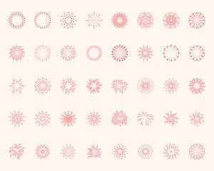 set of firework icons, explode, new year celebration