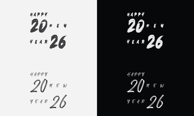 Happy New Year 2026 vector logo set. Trendy, diverse typography designs