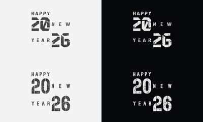 Happy New Year 2026 vector logo set. Trendy, diverse typography designs
