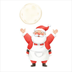 Santa Making Pizza Watercolor Vector Illustration
