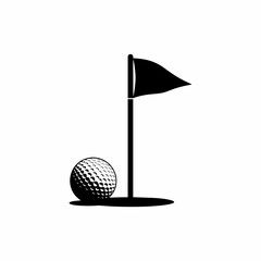 golf ball vector silhouette on the side of the hole