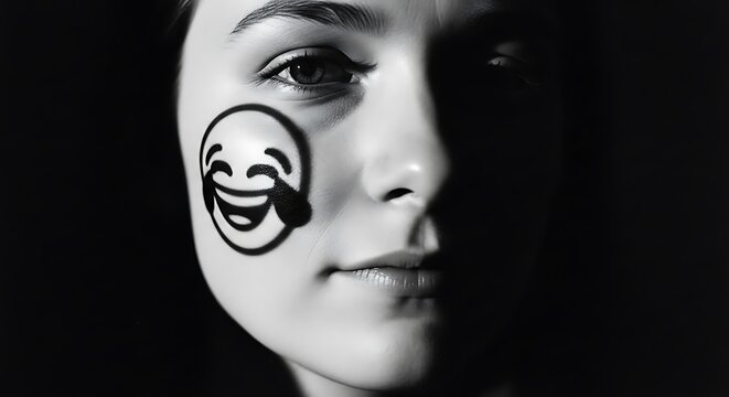 Expressive beauty with joyful laughing emoji art,Generated Image