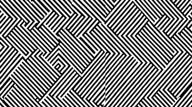 Black and white geometric pattern of intersecting diagonal lines creates a dynamic visual.
