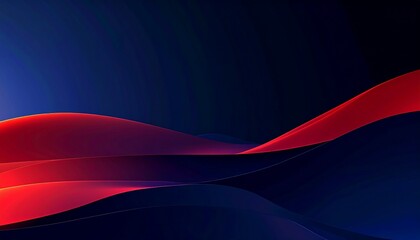 Red and blue futuristic wave curves on a deep dark gradient background