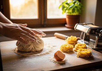 Artisan Bread Baking on Wooden Board