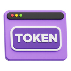 Token Website 3D Icon Isolated On The Transparent Background
