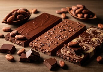 Premium Dark Chocolate Bars with Cocoa Beans