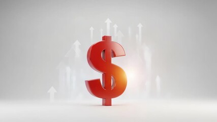 Red dollar sign symbolizing financial growth, surrounded by upward arrows and sparkling effects, representing economic success and investment opportunities in a modern digital environment	 - Powered by Adobe