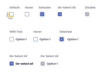 UI Checkbox and Radio Button States and Variations Keywords: checkbox, radio button, UI, user