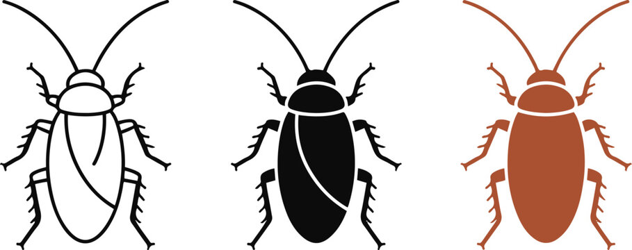 Vector silhouette illustration of a black insect beetle bug isolated on a white background