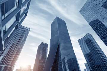 Low angle shot of skyscrapers, Shenzhen, China