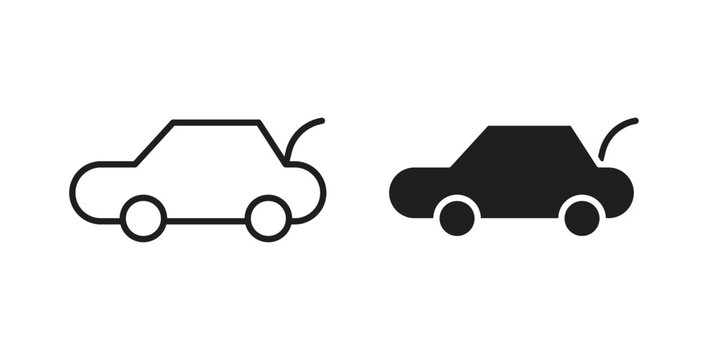 Trunk open icon illustrations collection. editable stroke outline and flat style