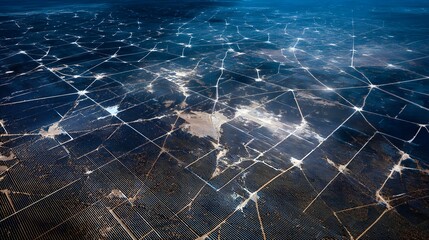 Geometric Grid: An aerial view showcases a mesmerizing network of geometric shapes etched into the earth. The patterns create an intriguing landscape