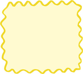 Yellow Hand-Drawn Wavy Square Frame, Pastel Decorative Blank Label for Text and Stickers