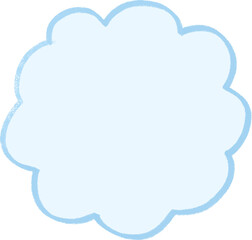 Sky Blue Soft Hand-Drawn Cloud Frame, Pastel Rounded Blank Shape for Labels and Stickers