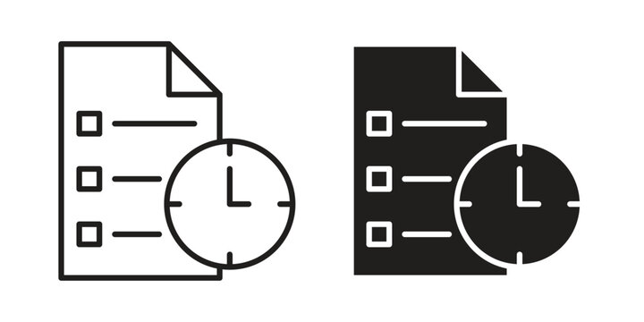 Waiting list icon illustrations collection. editable stroke outline and flat style