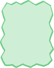 Green Hand-Drawn Zigzag Frame, Cute Pastel Blank Label for Creative Stationery and Journals