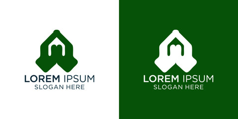 Logo design a house or home built with hands, conveying real estate, construction, or family values in a minimalist and elegant style, perfect for branding