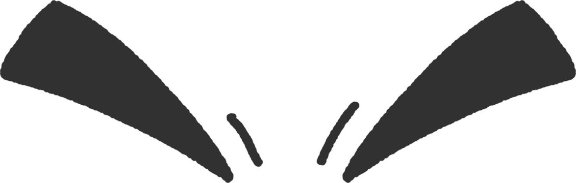 Angry Eyebrow Expression Clipart &mdash; Hand-Drawn Cartoon Face Element for Character Emotions PNG