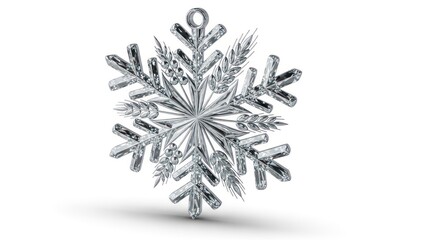 Detailed silver snowflake ornament on