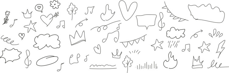 Collection of abstract hand drawn doodles and sketches on white background