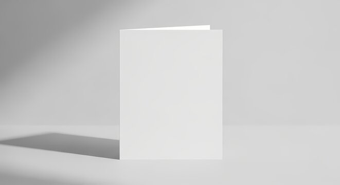 Blank White Greeting Card Mockup with Soft Shadow and Natural Light Perfect for Design Presentations