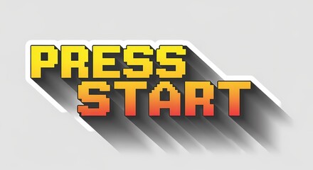 Retro Pixel Art Press Start Button Graphic Vintage Gaming Retrocomputing Digital Design