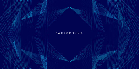 Abstract geometric background with radiating blue lines and a central empty space for text
