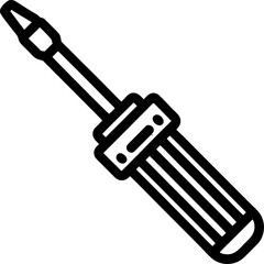 screwdriver line art vector icon black and white, white background