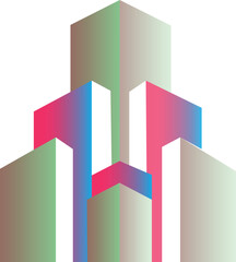 Fototapeta premium Abstract Geometric Shapes with Gradient Colors on White Background