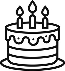 birthday cake with candles  line art vector icon