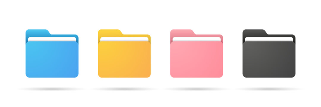 3d folder icon isolated on white background. Document symbol. 3d file icon. Binder sign modern, simple, vector, icon for website design, mobile app, ui. Vector Illustration