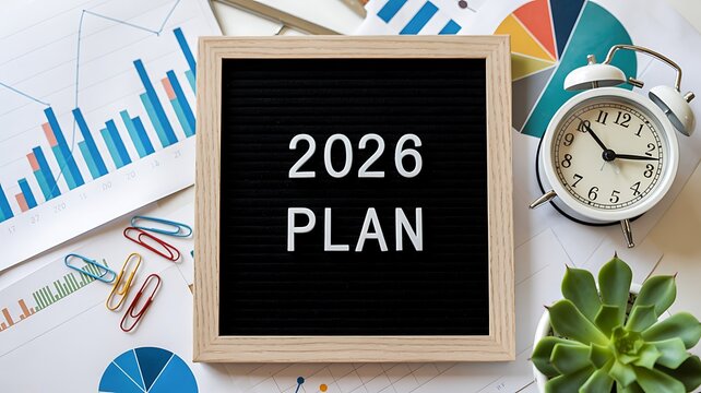 Setting Goals and Future Plans for 2026 with Clock and Graphs