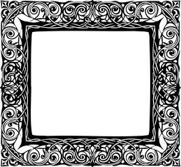 Elegant ornate square frame design with intricate swirling decorative elements offering timeless beauty for invitations, certificates, and artistic projects