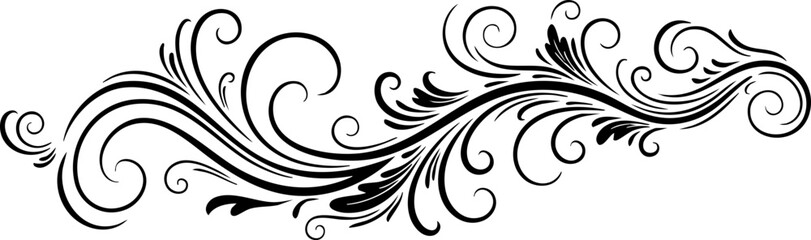 Elegant black flourish design element perfect for adding decorative touches to invitations, cards, and elegant branding projects
