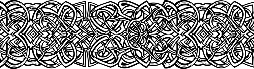 Intricate black and white Celtic knot border design for elegant decorative applications and historical projects