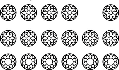 Seamless pattern of decorative floral ornaments in rows