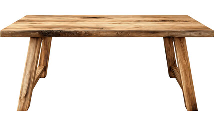 Wooden dining table with sturdy construction and natural wood texture perfect for home interiors, family meals and stylish décor isolated on white background
