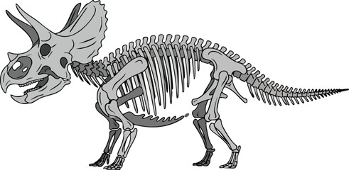 Triceratops Skeleton Illustration A Prehistoric Paleontological Exhibit © FRIDA STORE