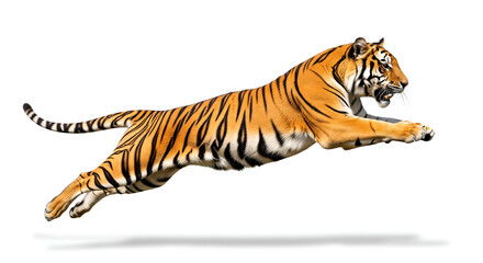 
"Majestic Tiger in Mid-Air Leap"
