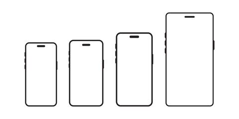 Outline smartphone icons set, demonstrating responsive design