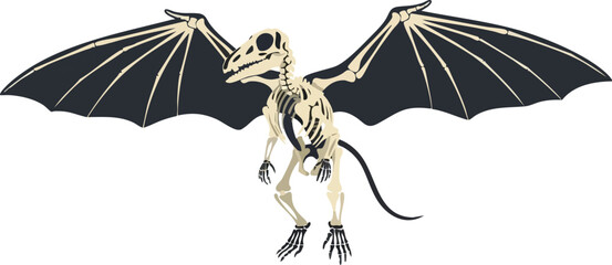 Whimsical Creature A Skeleton Bird-Dragon Hybrid Illustration