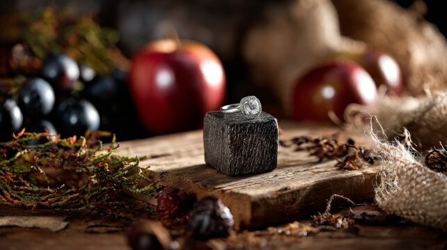 Holiday composition with candles, apples and pinecones