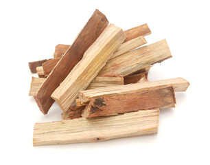 Birch Fire wood isolated on white