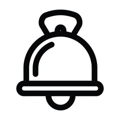 Simple outline icon of a classic bell with a clapper inside representing sound alerts and notifications