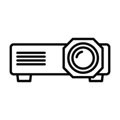 Simple line art icon of a modern digital projector for presentations business meetings and home entertainment