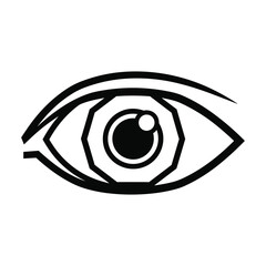 Stylized abstract geometric eye symbol with a black outline representing vision and perception in a minimalist design